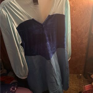Blue and Light Blue Long Sleeve Dress